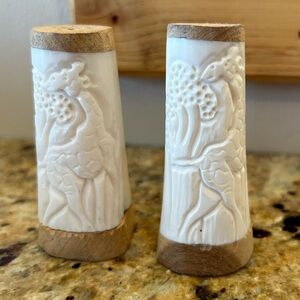 Hand Carved Bone Salt & Pepper Shakers depicting Giraffe